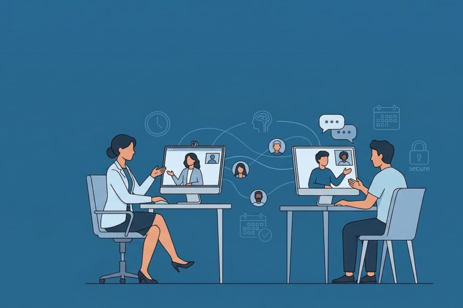 ilustracion sobre la terapia virtual online